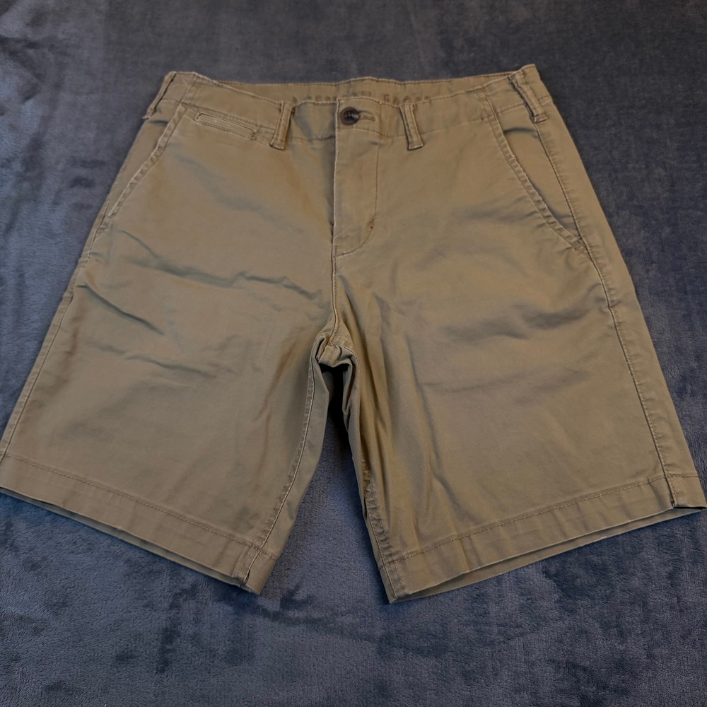 American Eagle Classic Chino Shorts Mens size 30 Khaki Flex Stretch Cotton